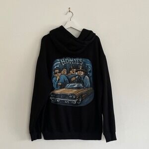 Vintage‎ 90's Homies Lowrider Graphic Hoodie Black Mens Large Style Streetwear